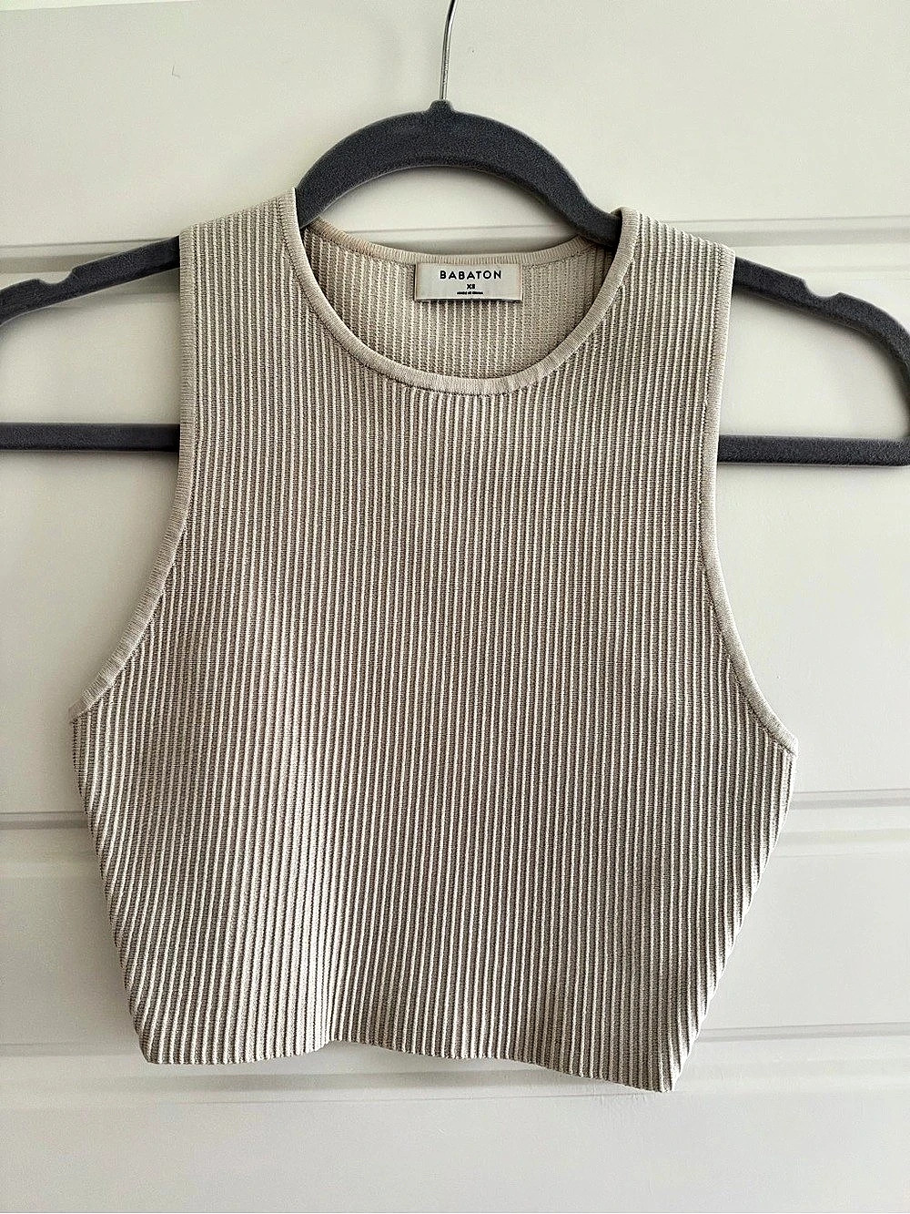 Babaton Sculpt Knit Cropped Tank Beige